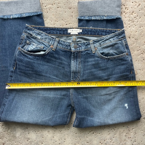 MM Vintage Distressed Boyfriend Jeans Women's 30 Raw Cropped CuffedPatched Denim - Picture 8 of 11
